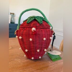 Kate Spade Strawberry Shaped Red Woven Bag